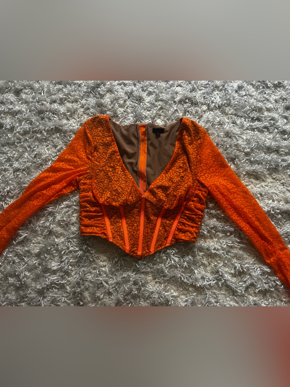 Revolve Bright Orange Lace Corset Crop Top